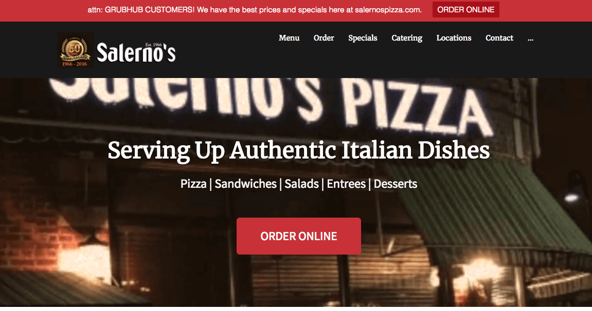 Salernos pizza website