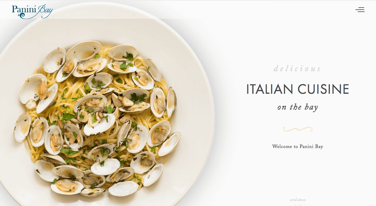 Panini Bay restaurant website design