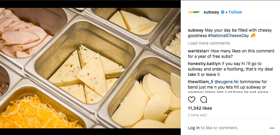 Best restaurant social media campaign Subway 