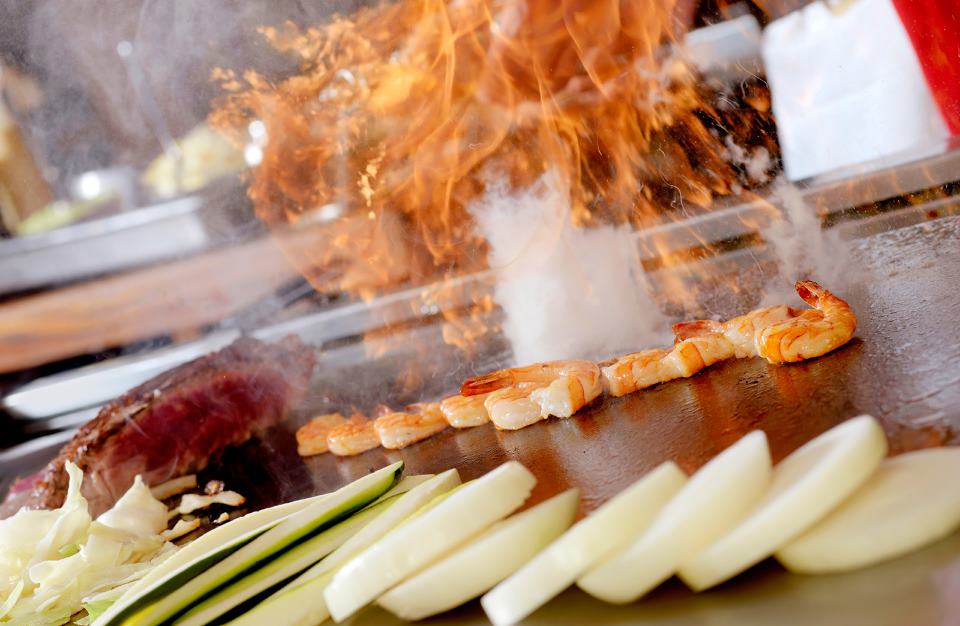Shogun chef preparing a teppanyaki meal